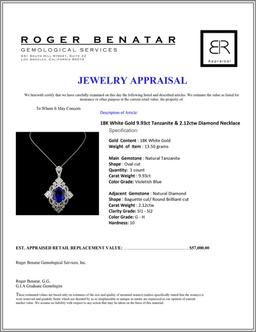 18K Gold 9.93ct Tanzanite & 2.12ctw Diamond Neckla