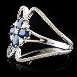 18K White Gold 0.87ct Sapphire & 0.32ctw Diamond R