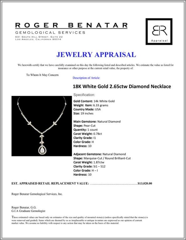 18K White Gold 2.65ctw Diamond Necklace