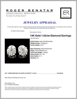 14K Gold 1.42ctw Diamond Earrings