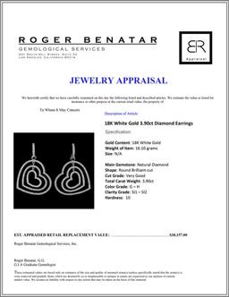 18K White Gold 3.90ct Diamond Earrings