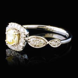 18K White Gold 0.64ctw Fancy Yellow Diamond Ring