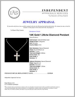 14K Gold 1.29ctw Diamond Pendant