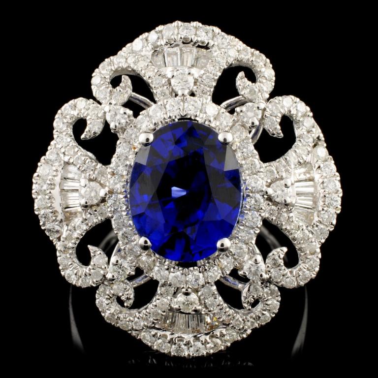 14K Gold 3.68ct Sapphire & 1.15ctw Diamond Ring