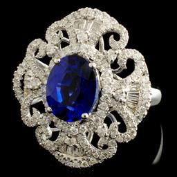 14K Gold 3.68ct Sapphire & 1.15ctw Diamond Ring