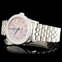 Rolex SS DateJust 3.00ct Diamond 36MM Wristwatch