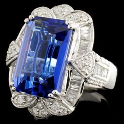 18K White Gold 11.10ct Tanzanite & 1.54ctw Diamond