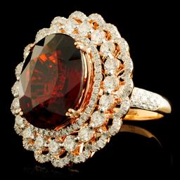 14K Gold 13.57ct Garnet & 2.19ctw Diamond Ring