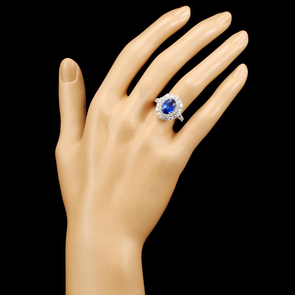 18K Gold 2.96ct Sapphire & 1.51ctw Diamond Ring