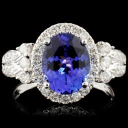 18K Gold 2.26ct Tanzanite & 0.71ctw Diamond Ring