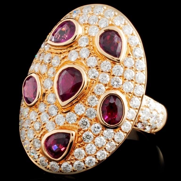 18K Gold 2.47ct Ruby & 2.32ct Diamond Ring