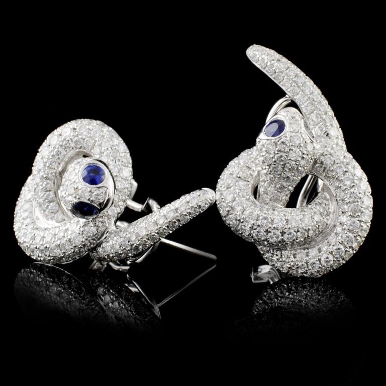 14K White Gold 0.22ct Sapphire & 2.19ct Diamond Ea