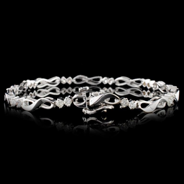 14K White Gold 1.00ctw Diamond Bracelet