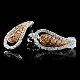 14K White Gold 1.09ctw Fancy Color Diamond Earring