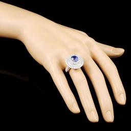 18K Gold 2.97ct Sapphire & 2.50ctw Diamond Ring