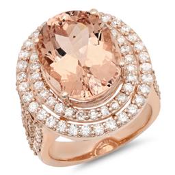 14K Gold 11.00ct Morganite & 2.00ct Morganite Ring