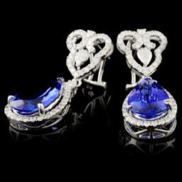 14K Gold 7.58ctw Tanzanite & 1.27ctw Diamond Earri