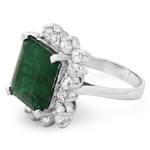 14K Gold 7.50ct Emerald & 1.50ct Diamond Ring