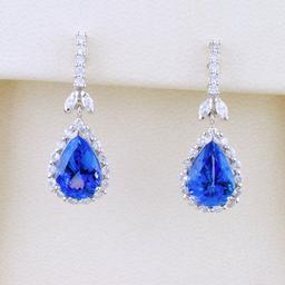 14k Gold 8.26ct Tanzanite & 1.34ctw Diamond Earrin