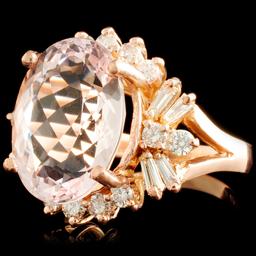 14K Gold 8.14ct Morganite & 0.95ctw Diamond Ring