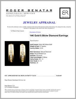 14K Gold 0.50ctw Diamond Earrings