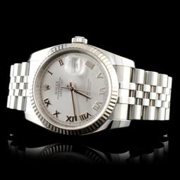 Rolex 18K & SS DateJust 116234 Rodium Roman Super