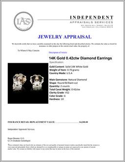 14K Gold 0.42ctw Diamond Earrings