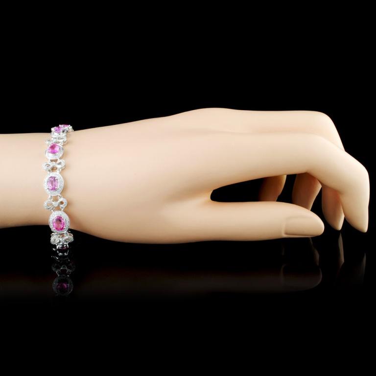 18K Gold 8.09ctw Spinel & 1.40ctw Diamond Bracelet