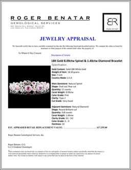 18K Gold 8.09ctw Spinel & 1.40ctw Diamond Bracelet