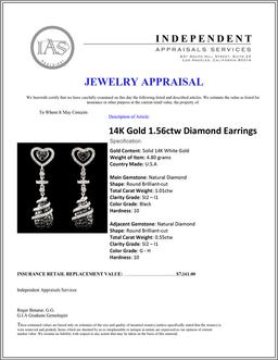 14K Gold 1.56ctw Diamond Earrings