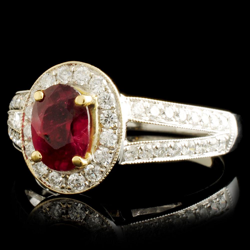 18K Gold 1.08ct Ruby & 0.55ctw Diamond Ring