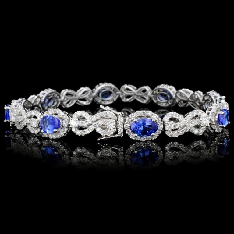 18K Gold 5.52ct Tanzanite & 4.38ct Diamond Bracele