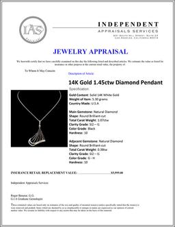 14K Gold 1.45ctw Diamond Pendant