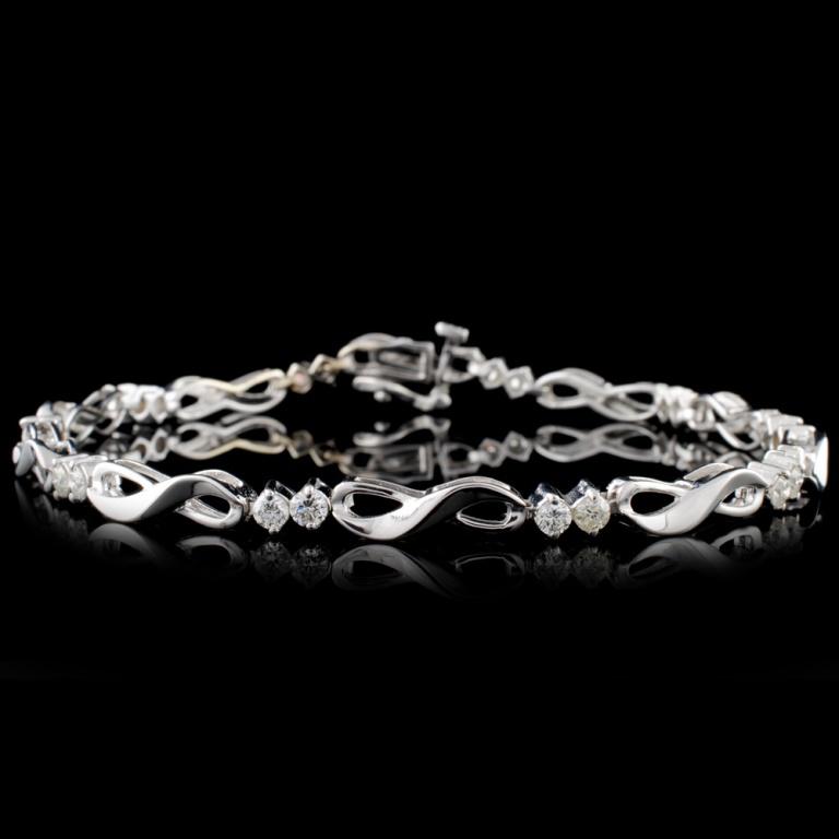 14K White Gold 1.00ctw Diamond Bracelet