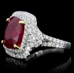 18K Gold 5.98ct Ruby & 1.10ct Diamond Ring