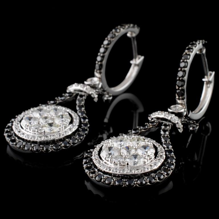 14K White Gold 1.84ctw Fancy Color Diamond Earring