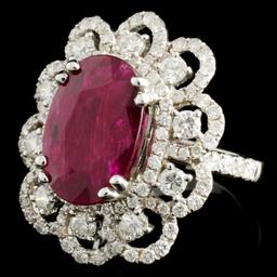 18K Gold 6.07ct Ruby & 1.80ctw Diamond Ring