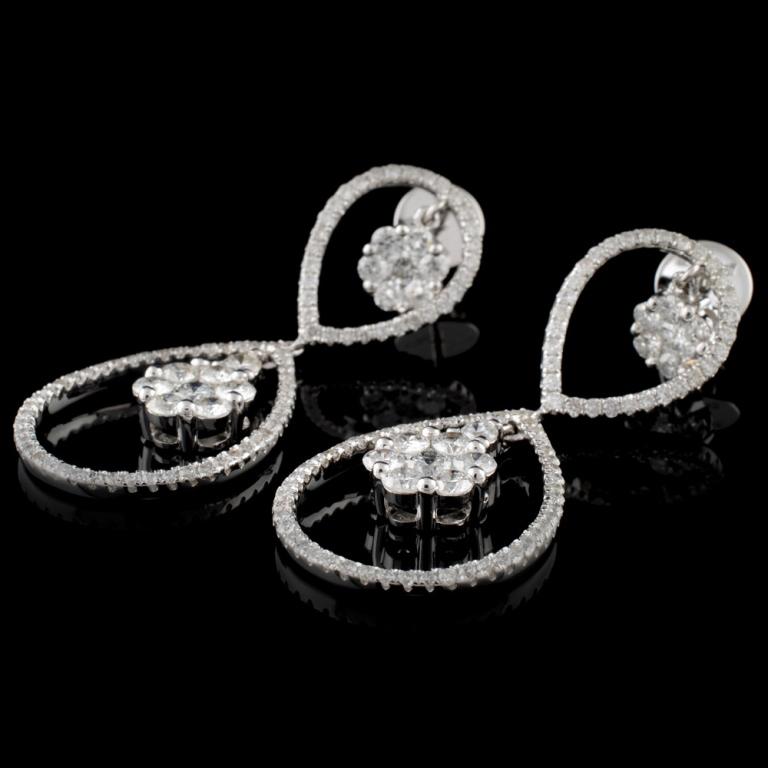 14K White Gold 2.14ctw Diamond Earrings