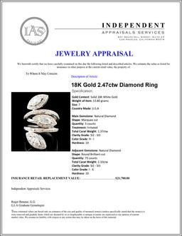 18K Gold 2.47ctw Diamond Ring