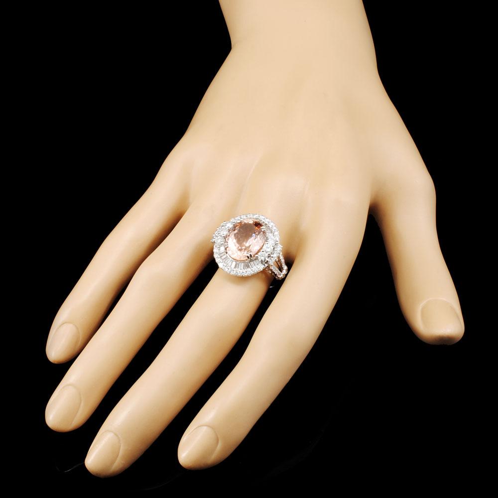 18K Gold 5.74ct Morganite & 1.89ctw Diamond Ring