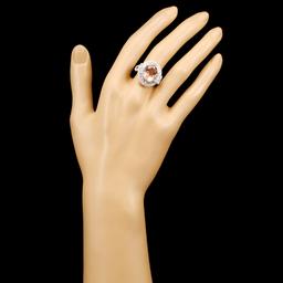 18K Gold 5.74ct Morganite & 1.89ctw Diamond Ring