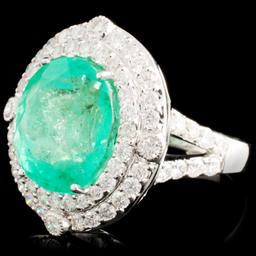 18K Gold 8.12ct Emerald & 1.55ctw Diamond Ring