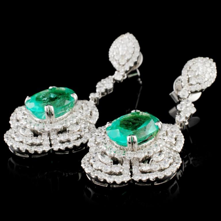 18K Gold 5.74ctw Emerald & 4.31ctw Diamond Earring