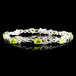 14K Gold 4.60ct Peridot & 0.31ctw Diamond Bracelet