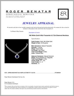 18K White Gold 8.85ct Tanzanite & 3.72ct Diamond N