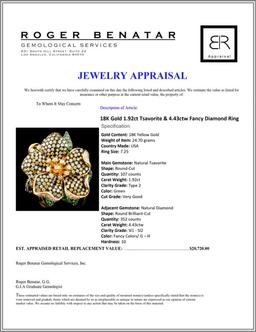 18K Gold 1.92ct Tsavorite & 4.43ctw Fancy Diamond