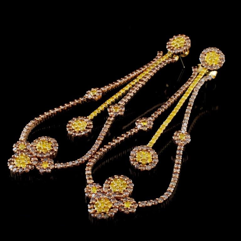 18K Rose Gold 11.00ctw Fancy Color Diamond Earring