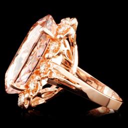 14K Gold 23.77ct Morganite & 2.10ctw Diamond Ring