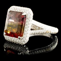 18K Gold 4.50ct Tourmaline & 1.22ctw Diamond Ring