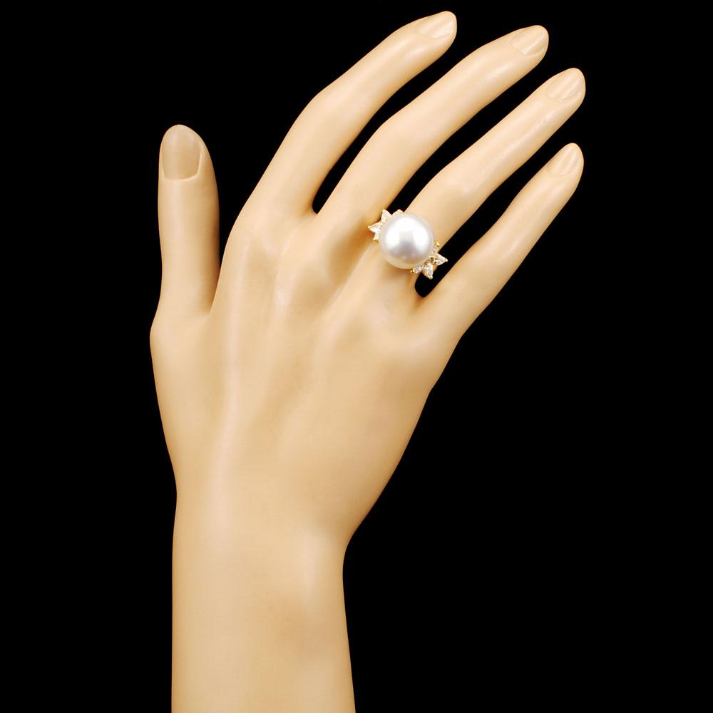 18K Gold 16.00MM Pearl & 1.24ctw Diamond Ring